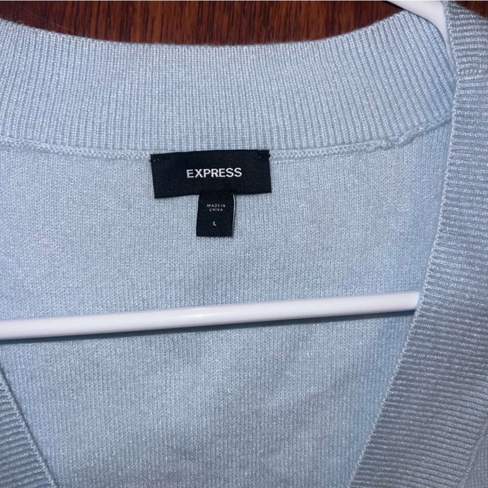 EXPRESS V-Neck Embellished Bow Cardigan - Light Blue SOLD OUT ONLINE Large - Picture 5 of 8